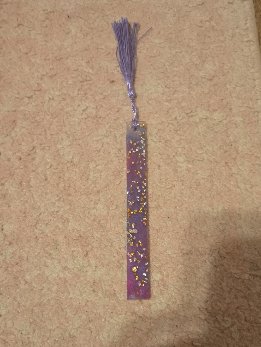 Purple Ombre Resin Bookmark with Gold Flakes and Tassel